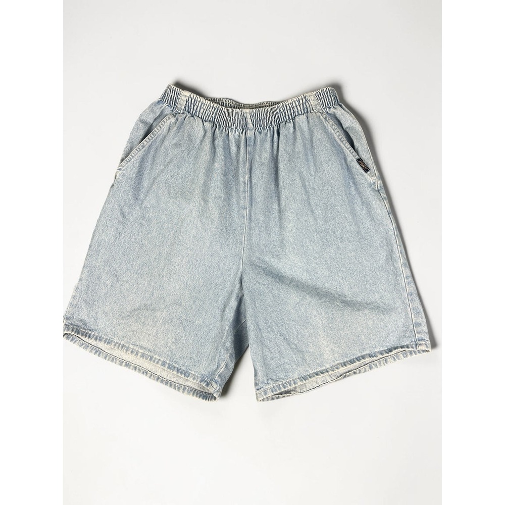 80s‎ 90s Retro Chic High Waist Chambray Elastic Shorts Size XS/S Light Blue